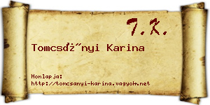 Tomcsányi Karina névjegykártya